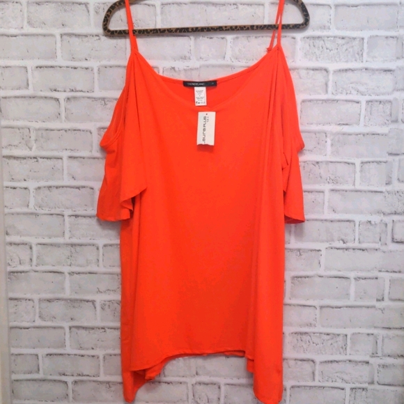 Laura Tops - Laura Plus NWT Orange Cold Shoulder Top 2x